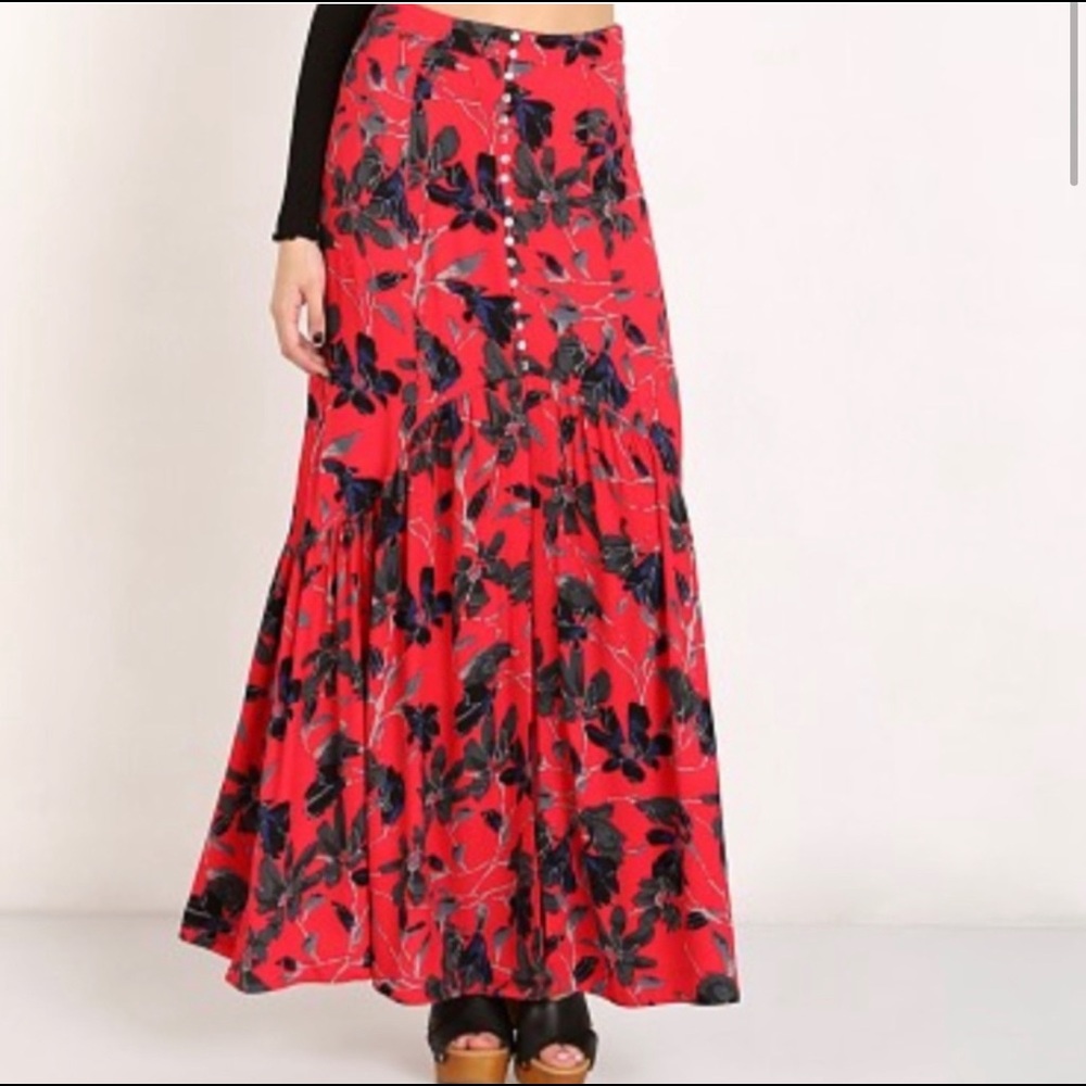 Free People Pimento Red Combo Skirt
